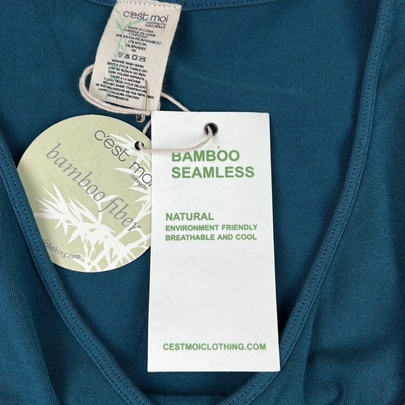 NWT C'est Moi Bamboo Crossover Wrap Teal Bodysuit OS - Picture 5 of 6